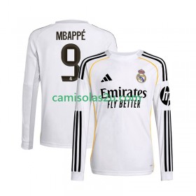 Camisolas de futebol Real Madrid Kylian Mbappé 9 Equipamento Principal 2025/26 Manga Comprida